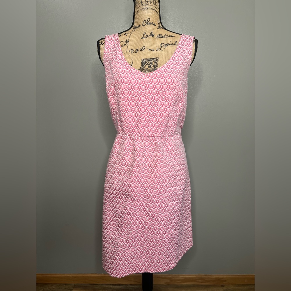 I Ronson damask print scoop neck dress size xl pink white open back party‎